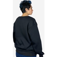 Ağlayan Shark Siyah Sıfır Yaka Tasarım Oversize Sweatshirt