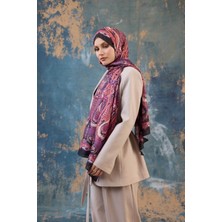 İpekhan Şal Desen Vual Şal Turuncu Pembe Vual Ipek Şal -  9801-17