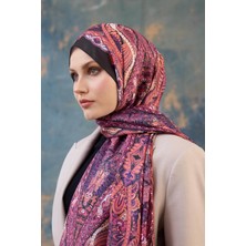 İpekhan Şal Desen Vual Şal Turuncu Pembe Vual Ipek Şal -  9801-17
