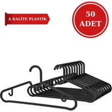 Bramble Life 50 Adet Elbise Askısı Fular Askısı Gömlek T-Shirt Askısı Kırılmaz Set Siyah