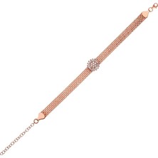 Afrodit Silver Roze Rengi Zirkon Taşlı Zincirli Kadın Gümüş Bileklik