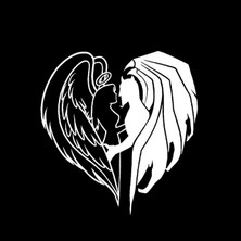 TSC Melek Şeytan Aşkı Araba Sticker 20 cm Beyaz Renk Arka Cam