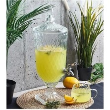 Albergio Cam Şerbetlik Lüks 4.5 Litre Kokteyl Limonata Meşrubat Sebil