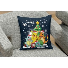 Yeniyıl Noel Temalı Pokemons And Pikachu Desenli Yastık Kılıfı