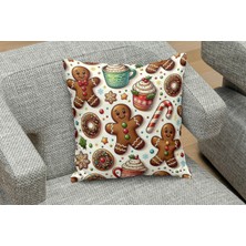Yeniyıl Noel Temalı Kurabiye Şeker Desenli Yastık Kılıfı