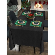 Sima Home Kadife Dokulu Siyah Masa Örtüsü