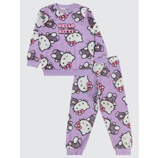 Hello Kitty Kız Çocuk Pijama Takımı 2-5 Yaş Dijital Lavanta