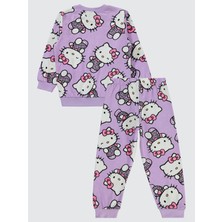 Hello Kitty Kız Çocuk Pijama Takımı 2-5 Yaş Dijital Lavanta