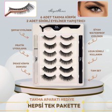 SAYE STORES Suya Dayanıklı 6'lı Takma Kirpik Seti + 2 Adet Kalem Yapıştırıcı + Takma Aparatı