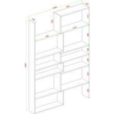 Aymobsan Aden Flat Kitaplık ,dekoratif Kitaplık Sis Gri