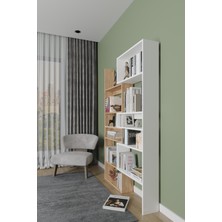 Aymobsan Aden Flat Kitaplık ,dekoratif Kitaplık A.çam-Beyaz