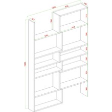 Aymobsan Aden Flat Kitaplık ,dekoratif Kitaplık A.çam-Beyaz