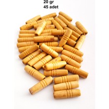 Canvix 20 gr (45 Adet) Ahşap Boncuk 25 mm Boy x 10 mm En Doğal Ahşap Makrome El Işi Çanta