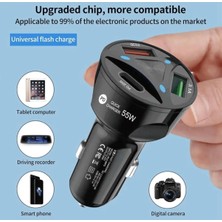 55W 3 In 1 Araç Içi Şarj Cihazı 2 USB 1 Type-C Şarj Cihazı Hızlı Şarj Araç Çakmaklığı