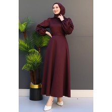Ronay Tesettür Elbise Koyu Bordo