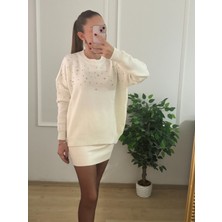 Betül Aksu Butik Taşlı Oversize Kazak  🤍