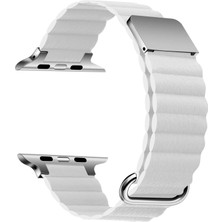 Nova Global ​​​Apple Watch Ultra 49MM Uyumlu Krd-78 Pu Deri Kordon Strap Kayış - Beyaz