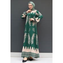 Giza Store Yaprak Tesettür Elbise Acı Kahve