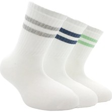 3'lü Erkek Çocuk Tenis Okul Çorabı Beyaz