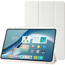 Digital Computer Home Huawei Matepad Pro 11(2022) Kılıf Üç Katlı Stand Tablet Deri Kılıf-Beyaz (Yurt Dışından)