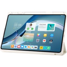 Digital Computer Home Huawei Matepad Pro 11(2022) Kılıf Üç Katlı Stand Tablet Deri Kılıf-Beyaz (Yurt Dışından)