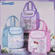 Syujsksq Sanrio Yalıtımlı Öğle Yemeği Çantası Hello Kitty Kuromi Cinnamoroll Baskılı Kanvas Öğle Yemeği Çantası Yeniden Kullanılabilir Fermuar Kapatma Tote Çanta Çocuklar Hediye (Yurt Dışından)