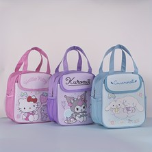 Syujsksq Sanrio Yalıtımlı Öğle Yemeği Çantası Hello Kitty Kuromi Cinnamoroll Baskılı Kanvas Öğle Yemeği Çantası Yeniden Kullanılabilir Fermuar Kapatma Tote Çanta Çocuklar Hediye (Yurt Dışından)