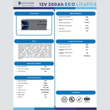 12V 200AH Eco Lifepo4 Akü   (Lityum Akü)
