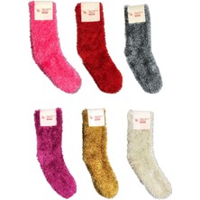 Çankaya Giyim 6 Adet Dikişsiz Tüylü Sıcak Tutan Ev Çorabı