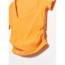 Dilvin Kare Yaka Büzgülü Tshırt