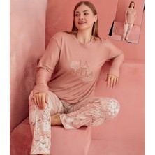 Elitol 1190-20-B Bayan Desenli Battal Thermal Pijama Takımı