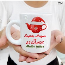 Yeni Yıl Çaydanlık Mutlu Yıllar Renkli Tasarımlar ve Dekoratif Kişiye Özel Kupa Bardaklar