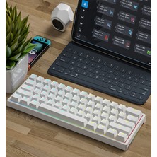 Leaven K620 Type-C Kablolu Sarı Switch Klavye LED Rgb 61 Tuşlu Rgb Mekanik Oyuncu Işıklı Klavye Ergonomik Tasarım Bilgisayar Pc Için Gaming Keyboard Beyaz Renk