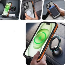 Farma Teknoloji iPhone 14 Plus Uyumlu Magsafe Şarj Özellikli Renkli Kenar Airbag Şeritli Lamer Kapak-Gri