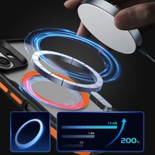 ZORE Apple iPhone 16 Uyumlu Magsafe Şarj Özellikli Renkli Kenar Airbag Şeritli Lamer Kapak-Titanyum-Gold