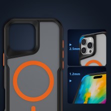 Farma Teknoloji iPhone 16 Pro Uyumlu Magsafe Şarj Özellikli Renkli Kenar Airbag Şeritli Lamer Kapak-Siyah