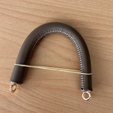 Angel Çanta Aksesuar 27 Cm Rulo Model Suni Deri Koyu Vizon Çanta Sapı Light Gold Metalli