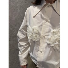 Çiçek Işlemeli Paraşüt Cutout Gömlek (Premium Özel Tasarım)