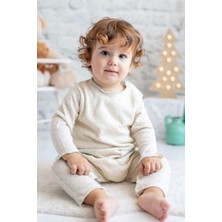 Mavi Ekru Yakadan ve Ağdan Çıtçıtlı % 100 Pamuk Tulum (3-24 Ay)