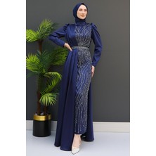 Giza Store Yonca Pelerin Abiye Lacivert