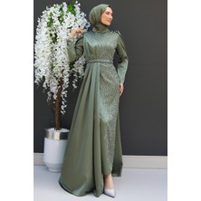 Giza Store Yonca Pelerin Abiye Haki