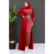 Giza Store Yonca Pelerin Abiye Bordo