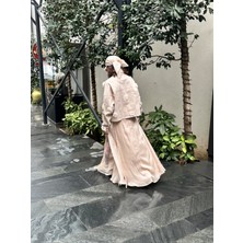 Üç Boyutlu Çiçekli Gabardin Çift Renk Oversize Gömlek