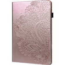 Digital Computer Home Deri Cüzdan Standı Tablet Koruyucu Kabuk ile Tavuskuşu Çiçek Desenli Baskı Huawei Matepad 10.4(2020)/(2022)/HONOR V6-Rose Gold (Yurt Dışından)