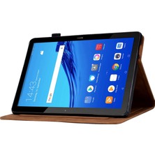 Digital Computer Home Huawei Mediapad T5 10.1 Desen Baskılı Akıllı Tablet Kılıfı Pu Deri Kart Yuvaları Folio Standı Kapak ile Kalem Tutucu-Kahverengi (Yurt Dışından)