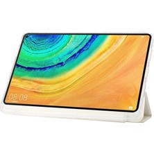 Digital Computer Home Huawei Matepad Pro 10.8(2021)KILIF Üç Katlı Stand Deri+Tpu+Akrilik Şeffaf Arka Kapak-Beyaz (Yurt Dışından)