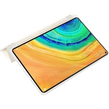 Digital Computer Home Huawei Matepad Pro 10.8(2021)KILIF Üç Katlı Stand Deri+Tpu+Akrilik Şeffaf Arka Kapak-Beyaz (Yurt Dışından)