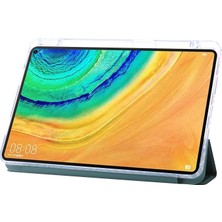 Digital Computer Home Huawei Matepad Pro 10.8(2021) Için Kılıf Üç Katlı Stand Deri+Tpu+Akrilik Şeffaf Arka Kapak-Siyahımsı Yeşil (Yurt Dışından)