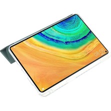 Digital Computer Home Huawei Matepad Pro 10.8(2021) Için Kılıf Üç Katlı Stand Deri+Tpu+Akrilik Şeffaf Arka Kapak-Siyahımsı Yeşil (Yurt Dışından)