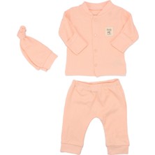 Bebegen Unisex Somon Fitilli Düğümlü Bereli Little Me Kendinden Eldivenli 3'lü Takım